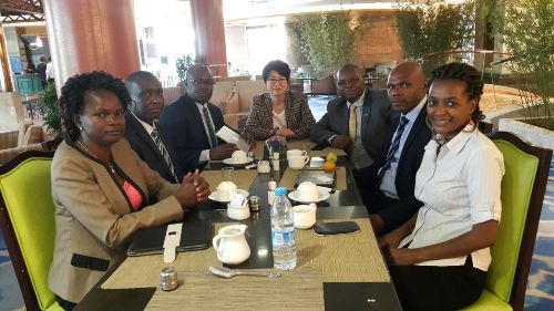 Ms Sun Xiaohua, The Nature Conservancy China Ivory Project Director (centre) at a breakfast meeting with Kenya Wildlife Service delegation led by Ag. Kenya Wildlife Service Director General, Mr William Kiprono, in Beijing, China. The meeting agreed to par